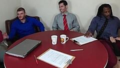 Office slut trailer shows wild blowbang and facial chaos!