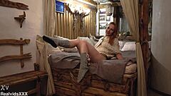 Redhead Hottie TEASES And MASTURBATES With Shaved Pussy