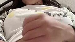 Ever seen a shemale clamp her cock while stroking?