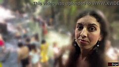 Teen gets cum covered face in public locker room and cumwalk at waterfall.