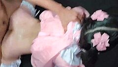 18yo asian maid screams during intense oiled fuck