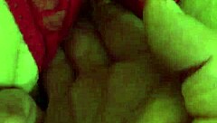 Shaved Pussy in Red Thongs Getting Wet from Fingering and Masturbation