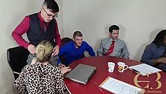 Office slut trailer shows wild blowbang and facial chaos!