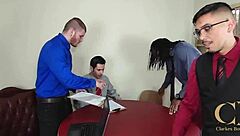 Office slut trailer shows wild blowbang and facial chaos!