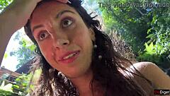 Teen gets cum covered face in public locker room and cumwalk at waterfall.