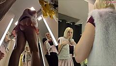 Hidden Camera Catches Upskirt Pussy And Big Tits In Fitting Room