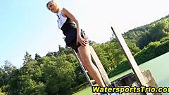 Fingered Slut Urinates in Outdoor Hardcore Golden Shower Scene