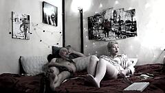 Depraved mature Aimee and bald husband film wild sex for pure fun