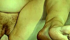 Wet pussy gets a foot rub