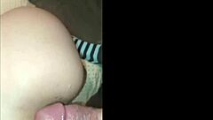 brunette babe bent over for anal by guy in feminine clothes her moans make it impossible not to cum