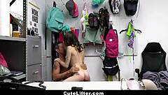 gorgeous nerdy thief banged hard on security office table