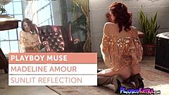 skinny redhead teen 18+ muse madeline amour posing softly in front of the mirror