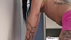 Emy Angel gropes her body with bold intensity