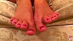 Flirtatious Brunette Films First Foot Fetish Porn And Eats Cum Covered Cherries!