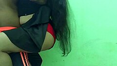 i watch my cute indian girlfriend fuck hard in school skirt with big ass for first time, she's so horny and skinny