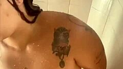 a hot woman takes a bath while flashing in public