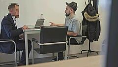 Straight Insurance Broker Convinced for FIRST TIME Handjob BLAST!