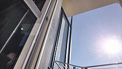 Hot Woman Teases On Balcony Without Panties, Showing Off Her Assets