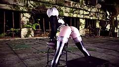 急躁顺从的2B带着肛塞色情舞蹈