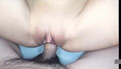 Hey, check this uncensored Japanese wife with sexy black hair giving blowjobs and getting creampied!