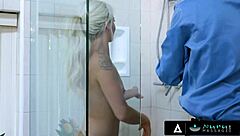 nuru massage cute elsa jean fucked client during oiled shower at home