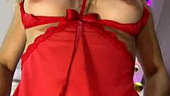 Colombian blonde MILF bounces big tits in amateur webcam video