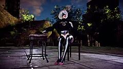 急躁顺从的2B带着肛塞色情舞蹈