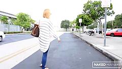 Short Hair Blonde Slut Wants Big Black Cock In Throat Instead Of Husband's Tiny Dick On Street