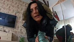 Milfycalla previews deep blow-job in fur hooded puffer jackets, roleplaying wife and mommy with fat ass close-up