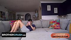 boring horror movie leads to stepbro fucking my ass with rimjob and anal