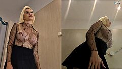 can you see her big tits through the skirt in the changing room?