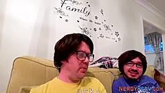 why is british slut sucking nerds cock