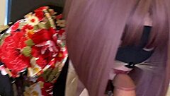 The story of a japanese girl in kimono getting fiercely fucked and creampied