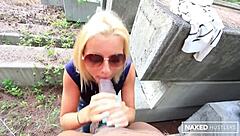 Short Hair Blonde Slut Wants Big Black Cock In Throat Instead Of Husband's Tiny Dick On Street