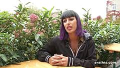 wow, exhibitionist babe toys wet pussy in public restroom