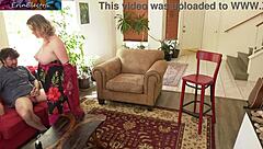 Milf mommy shows stepson sex with her tight butthole