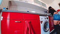 sizzling hot shorts tease with curvy ass in thong and jeans