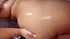 Taking a shower when neighbor surprises with cock in mouth