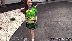 small teen takes on a massive shlong, can she handle it?