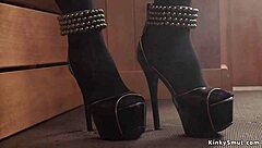 Can Busty Lesbian Whip and Screw Redhead Slave?