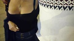 This Mature Latina Bends Over And Flashes Her Big Tits On The Street.