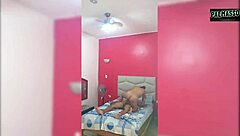 masked latina gets creampie in hotel room