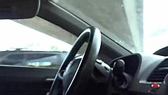 Driving Car Barefoot In Public Park