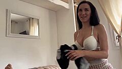 ebony with small tits enjoys dickriding