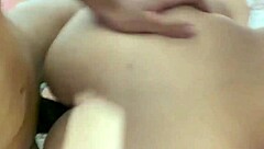 Stepbrother milks big tits while alone at home in stockings