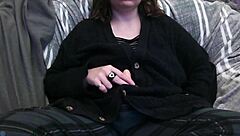 Watch this bisexual amateur stroke that strap-on! No audio, but the action is intense!