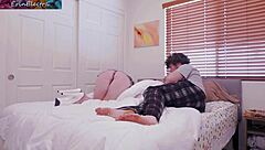 Blonde MILF Stepmom Bed-Sharing Turns Into Holiday Assfucking