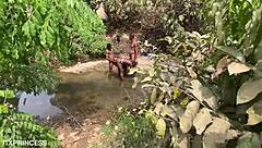 Yo, we took turns banging a chubby babe doggystyle by the stream!