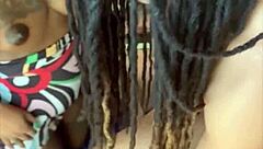 Amateur gags on big black cock in closet