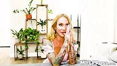 Tattooed Milf Sarah Jessie Spreads Silky Legs for Sacred Sex with Stepson in Riding and Assfucking